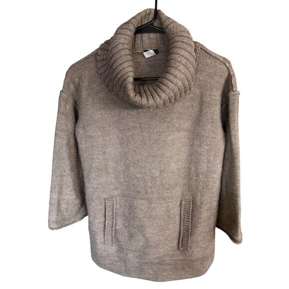 J Crew Sweater Wool Mohair Cowl Neck Chunky Pullover 3/4 Sleeve Tan Womens Small - Picture 1 of 8